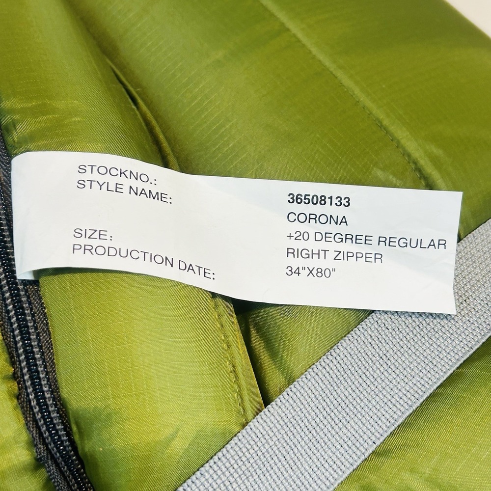 Kelty Sleeping Bag Corona Regular 20 Degree Right Zipper 34" x 80" Green Grey - Picture 9 of 16